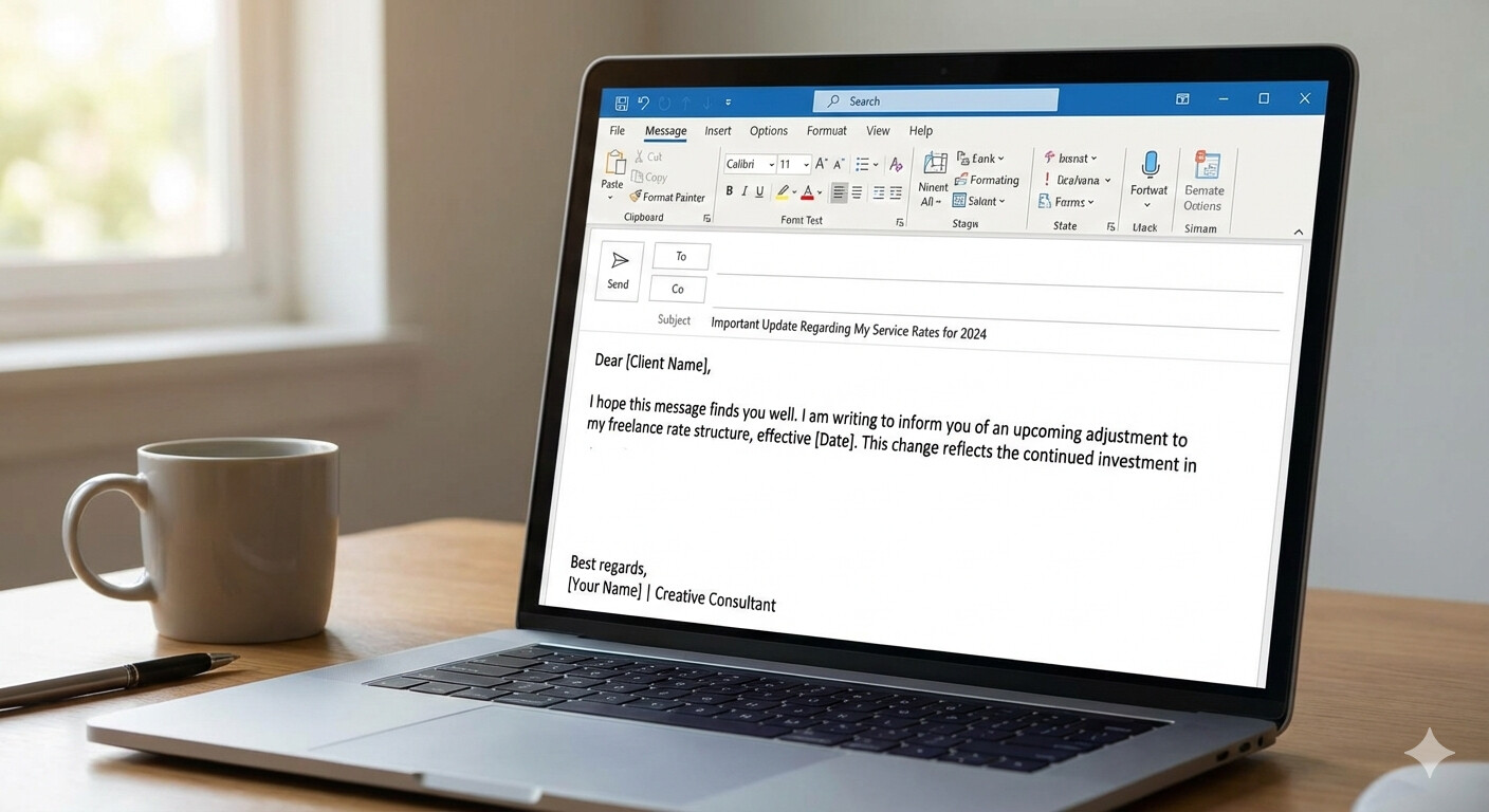 Professional email template for announcing freelance rate increases to clients